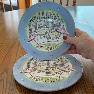 Cafe de Paris Luncheon Plate and Bowl in Blue